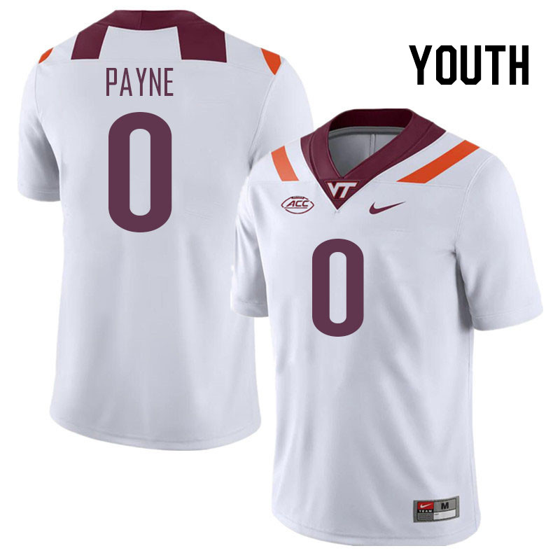 Youth #0 Pheldarius Payne Virginia Tech Hokies College Football Jerseys Stitched Sale-White - Click Image to Close